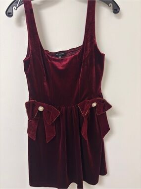 Blu Pepper Velvet Bow-Detail Party Dress in Burgundy